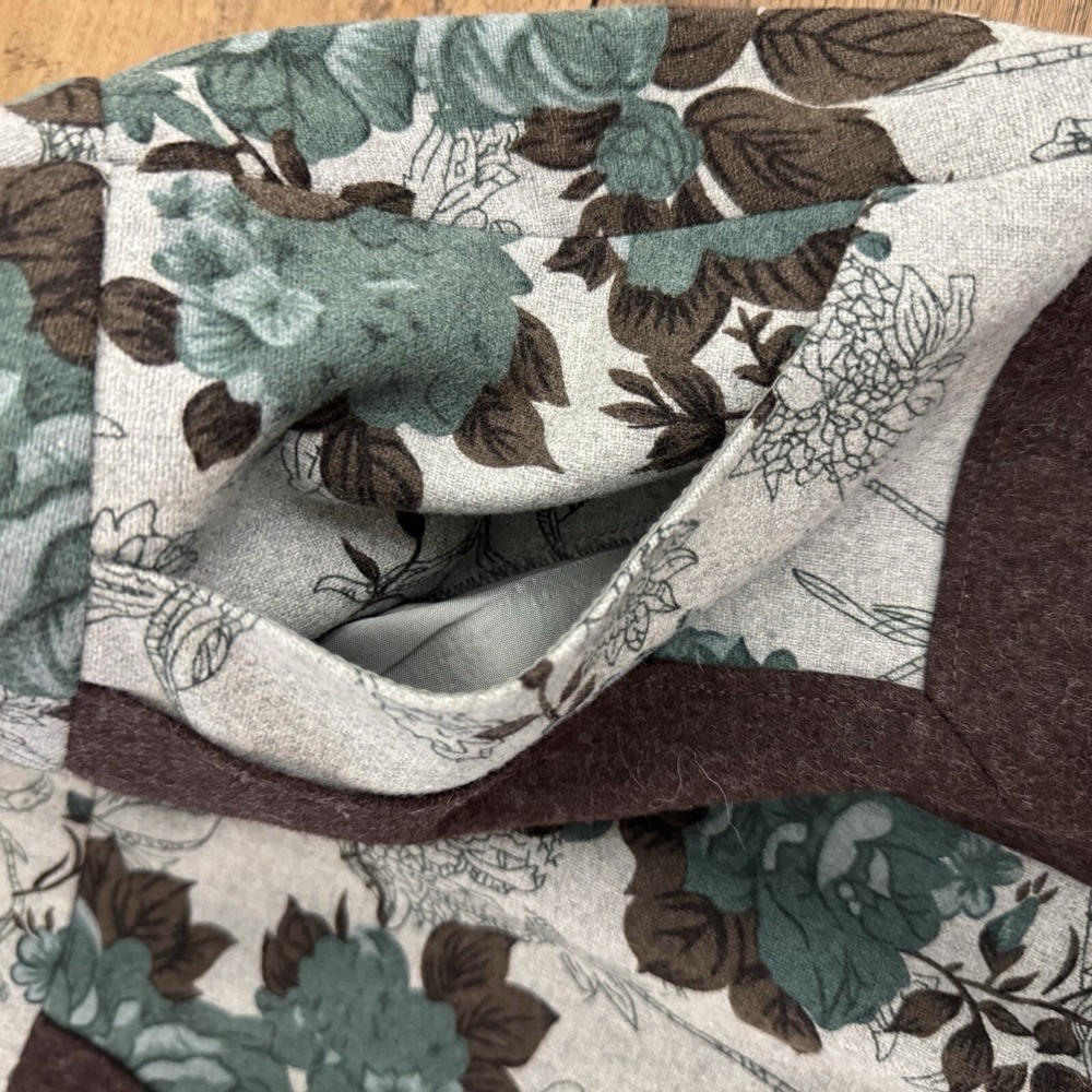 Anthropologie Tabitha Womens Medium Teal Floral Gray Wool Blend Mini Skirt - Picture 12 of 15
